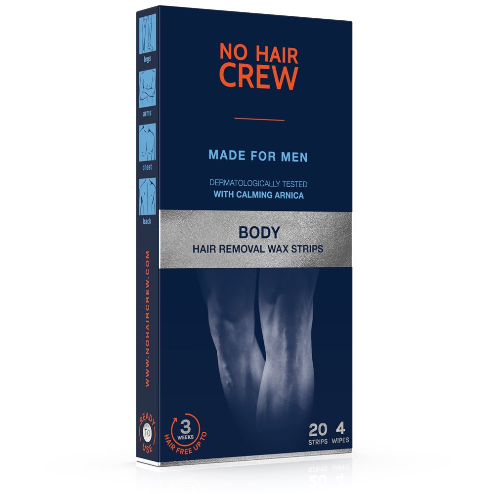 NO Hair Crew strisce di cera corpo per uomini con 4 salviettine 20 pezzi