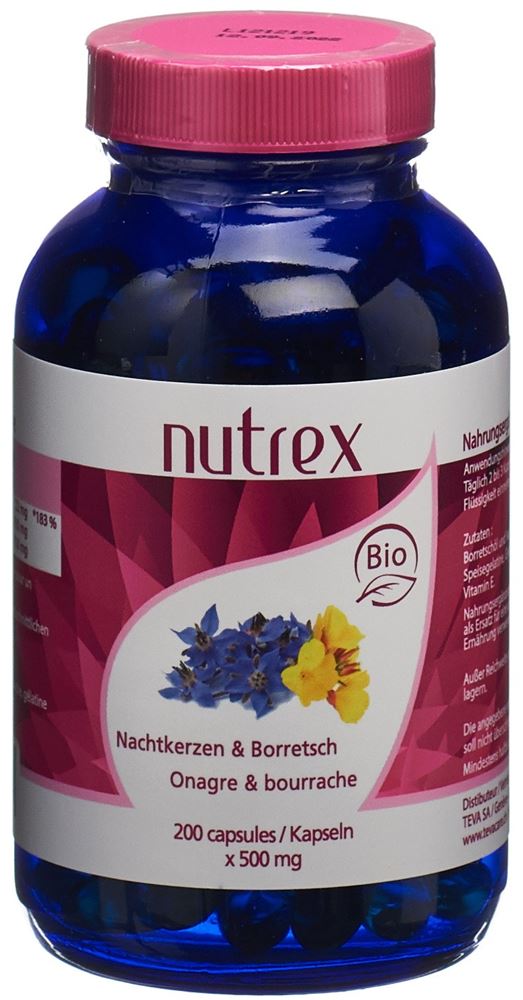 Image of Nutrex Nachtkerzenöl & Borretschöl Kaps 500 mg Bio Ds 200 Stk