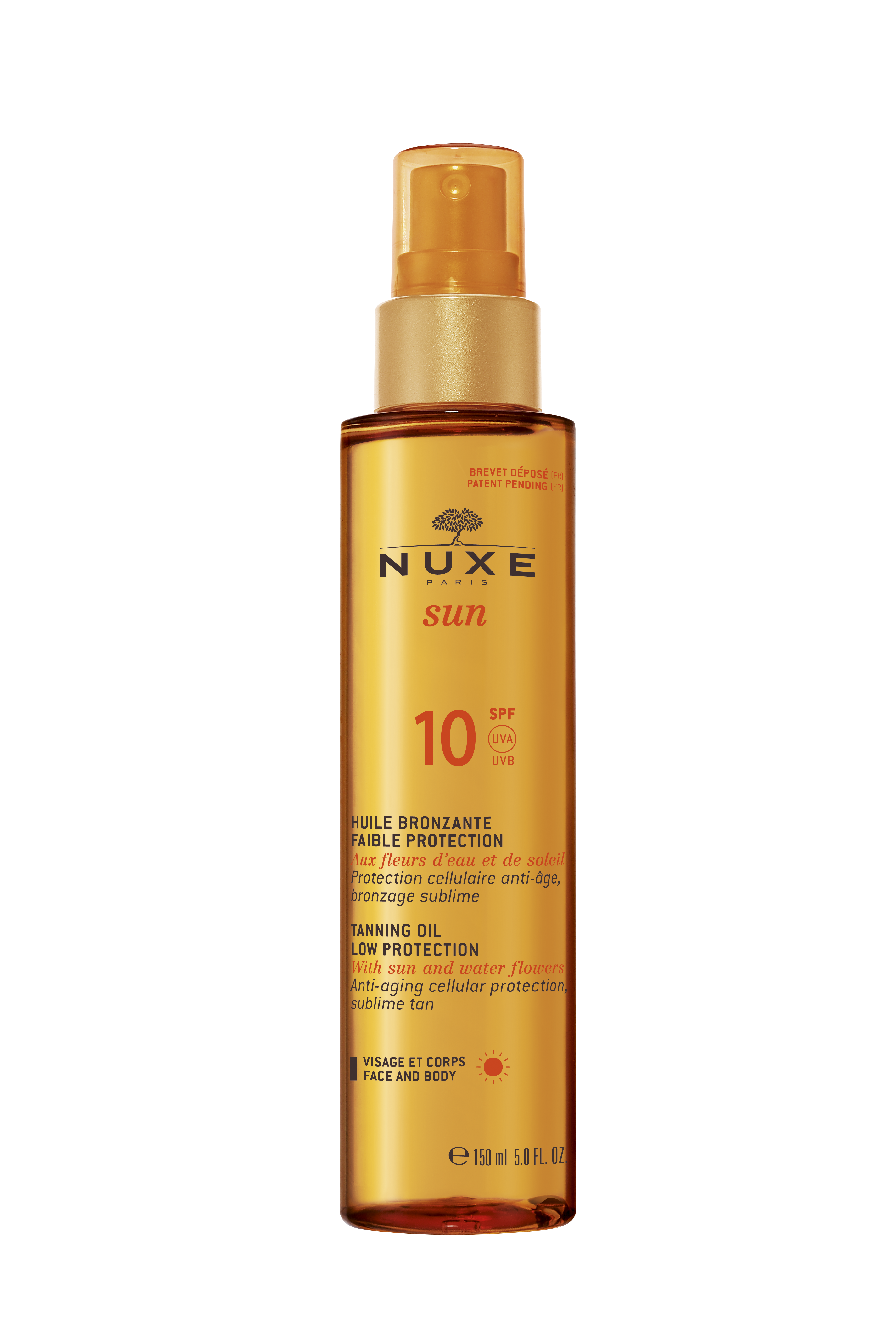 Image of Nuxe Sun Huile Bronzante Visage & Corps Spf10 150 ml
