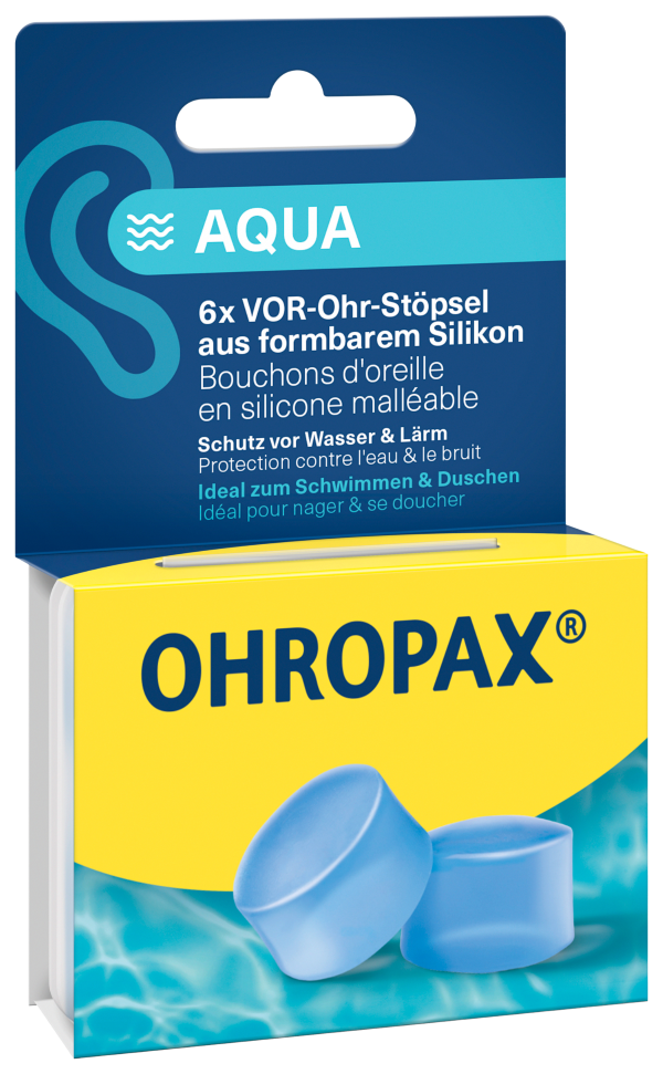 Ohropax tappi per le orecchie in silicone Aqua 6 pezzi