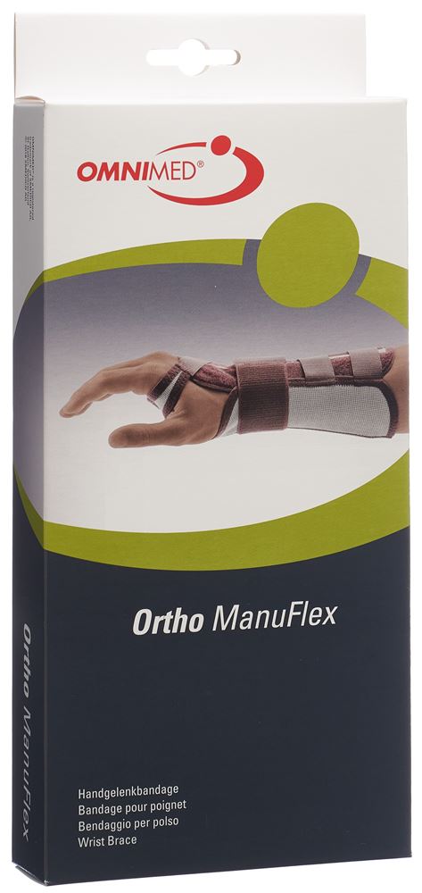 Image of Omnimed Ortho Manu Flex Handgelenk-Bandage M 22cm rechts grau/bordeaux
