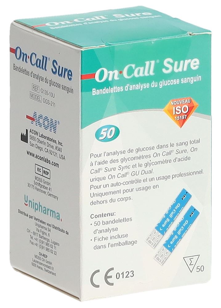 Image of On Call Sure Blutglukoseteststreifen 50 Stk