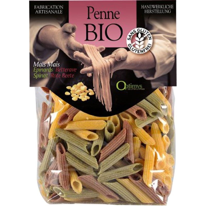 Image of Optimys Dreifarbige Mais-Penne Bio Btl 250 g