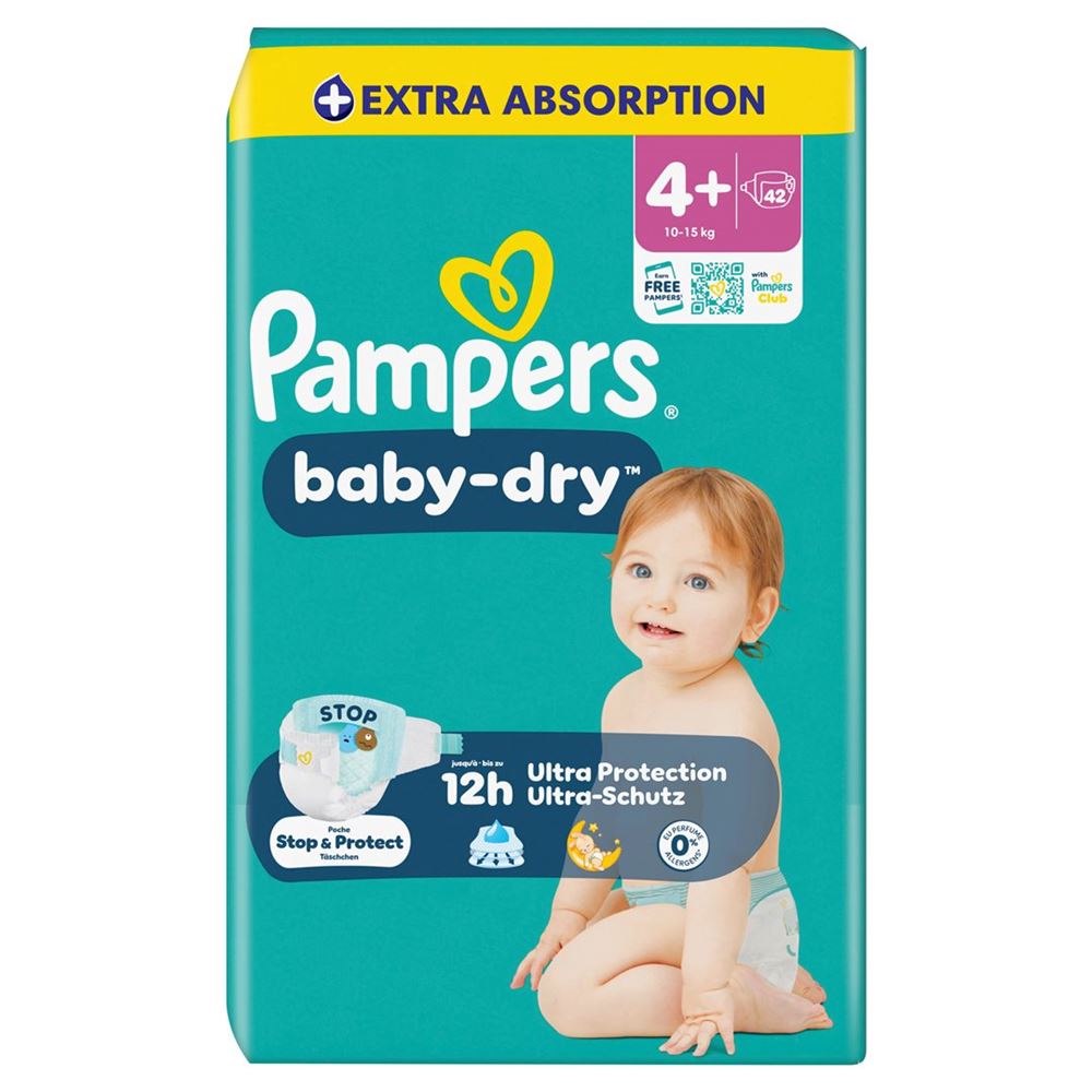 Pampers Baby Dry Gr4+ 10-15kg Maxi Plus Sparpack 42 Stk