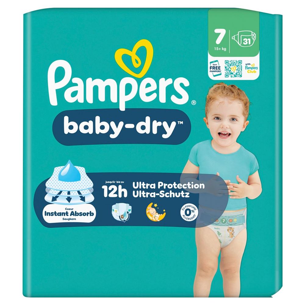 Pampers Baby Dry Gr7 15+kg Extra Large Sparpack 31 Stk