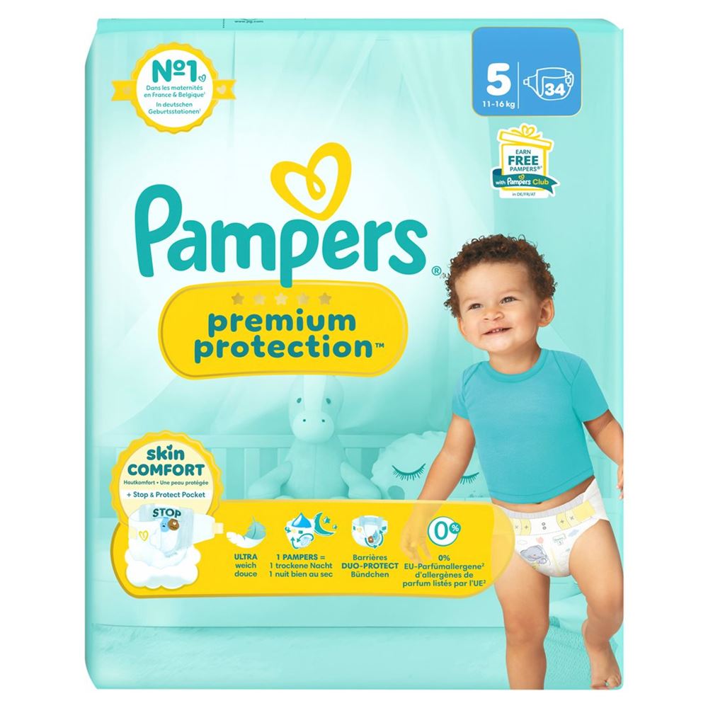 Image of Pampers Premium Protection Gr5 11-16kg Junior Vorteilspack 34 Stk