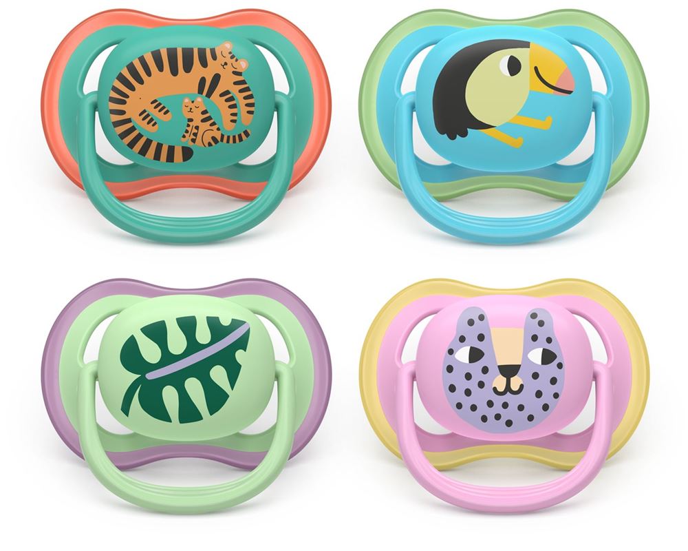 Philips Avent Schnuller Ultra Air Day 6-18 Monate Tiger/Vogel/Blatt/Gepard 2 Stk