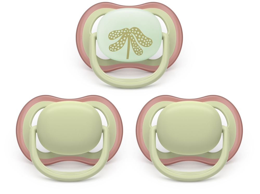 Philips Avent Schnuller Ultra Air Day & Night 6-18 Monate Colours of nature grün-beige/beige + Blatt 3 Stk