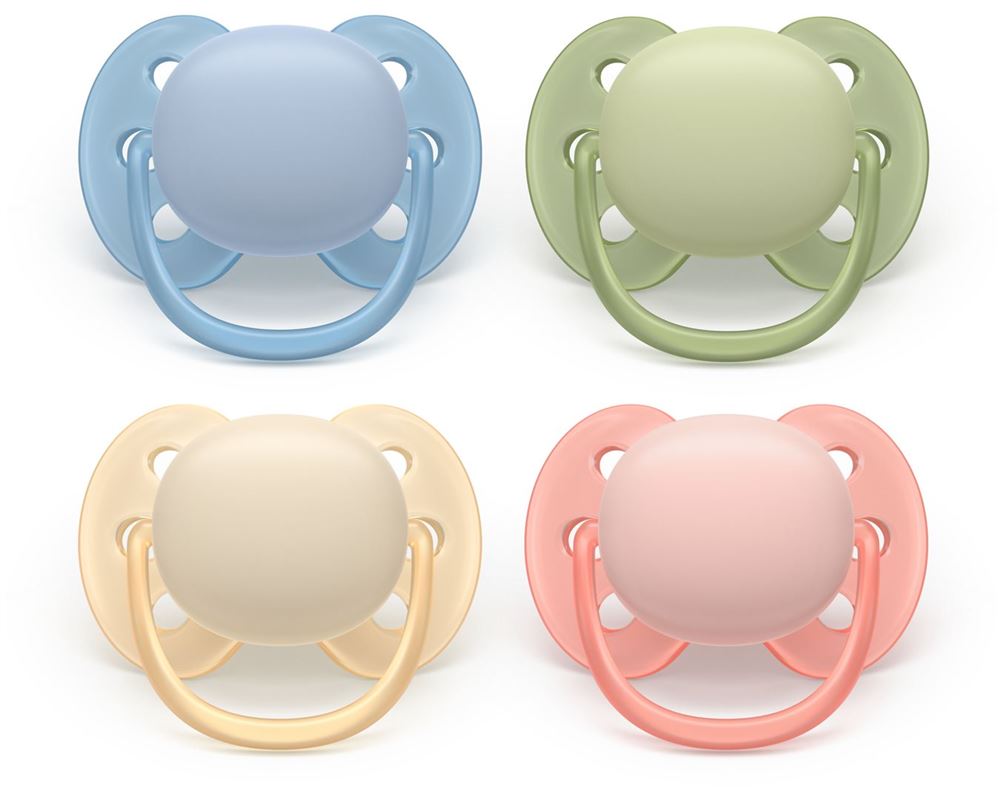 Philips Avent Schnuller Ultra Soft 0-6 Monate hellblau/grün/beige/rosa 2 Stk