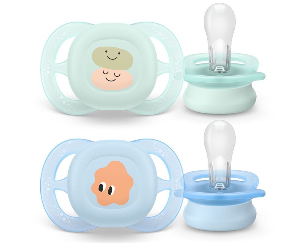 Philips Avent Schnuller Ultra Start 0-2 Monate hellgrün/hellblau mit Muster 2 Stk