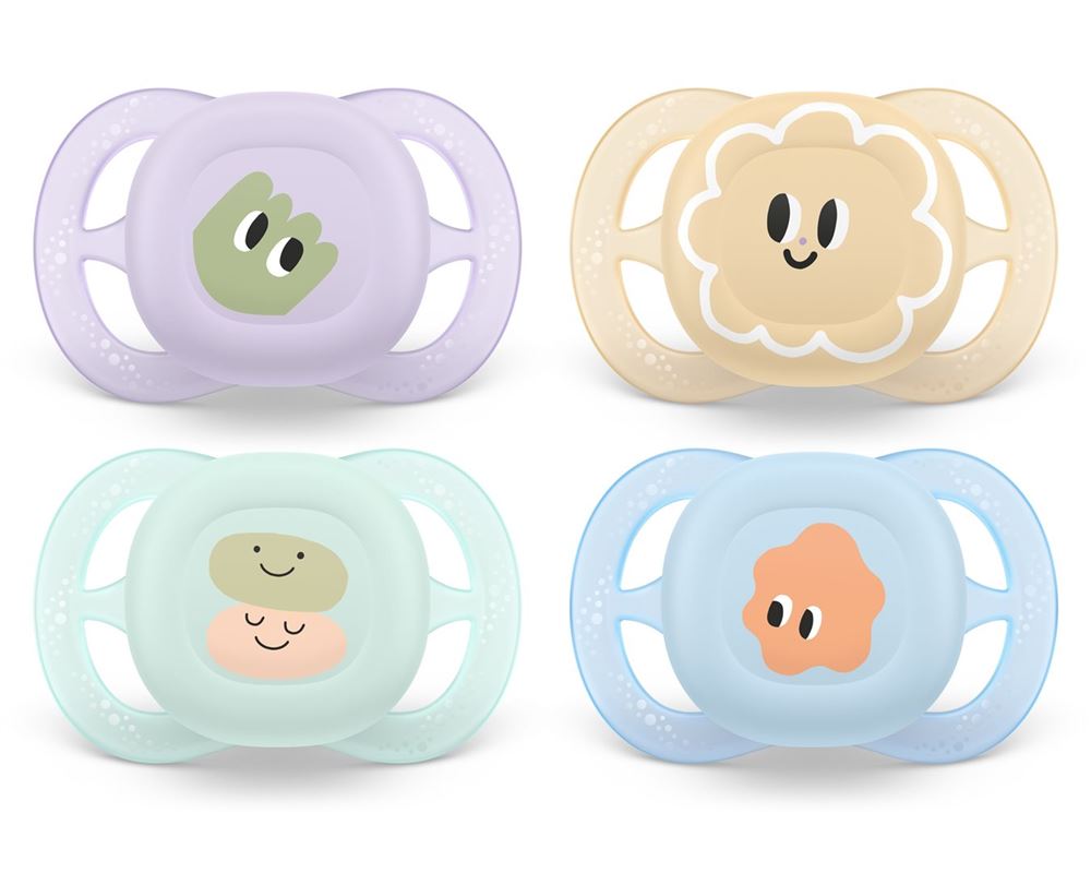Philips Avent Schnuller Ultra Start 0-2 Monate hellgrün/hellblau/orange/lila mit Muster 2 Stk