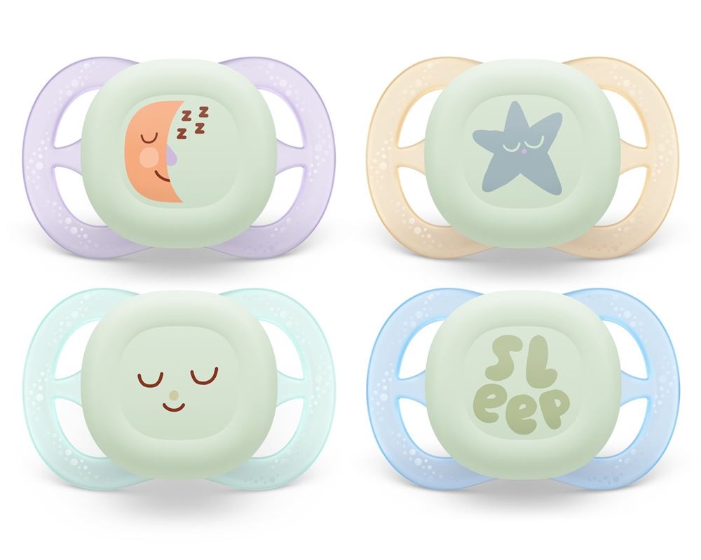 Philips Avent Schnuller Ultra Start Night 0-2 Monate Smiley/Sleep/Mond/Stern 2 Stk