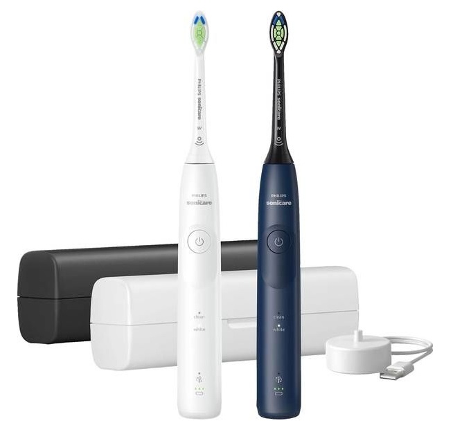 Philips Sonicare 5500 brosse à dents sonique électrique Hx7119/01 duopack blanc & bleu minuit 2 pce