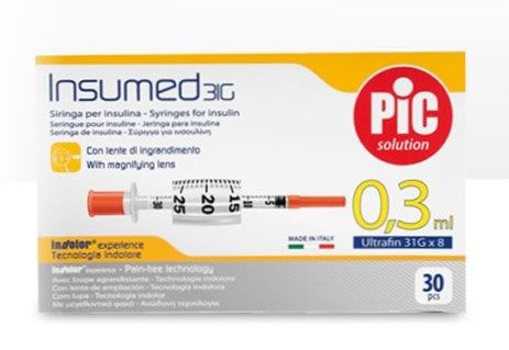 PIC Insumed seringue insuline 0.3ml luer aiguille 30 pce