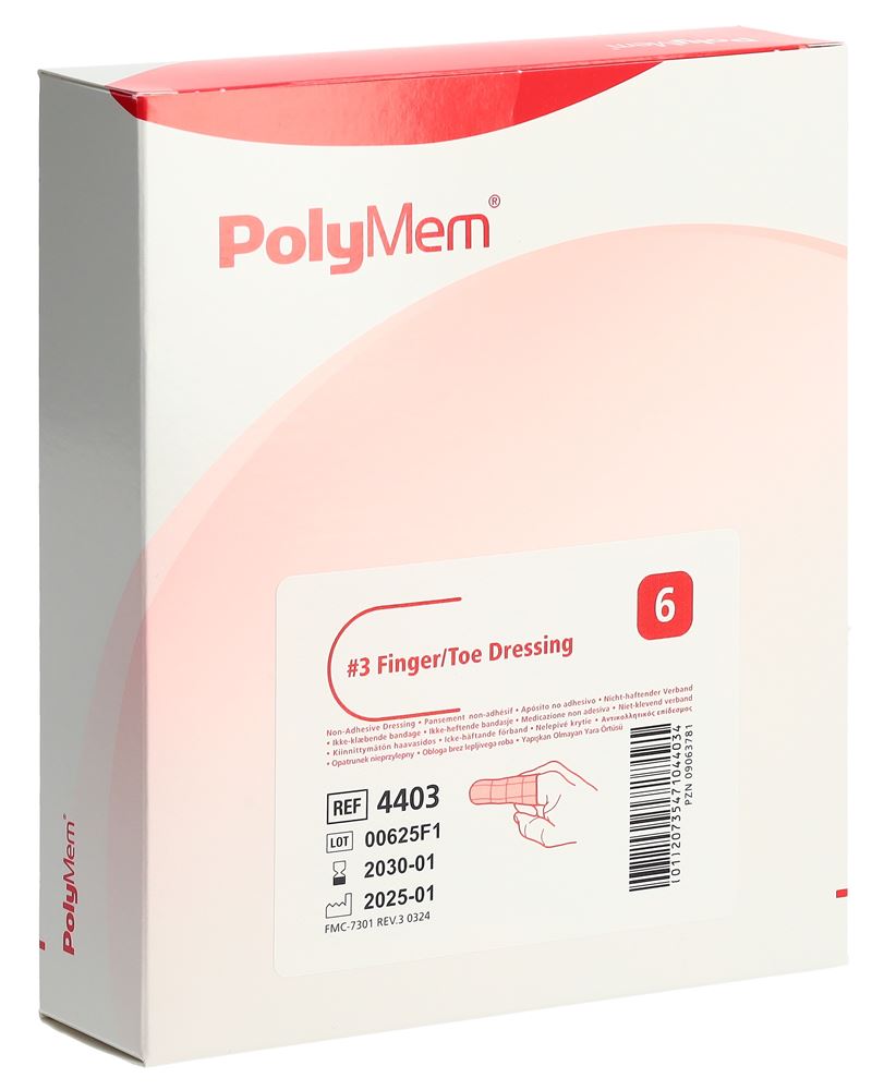 PolyMem Finger/Toe Dressing L Box 6 Stk