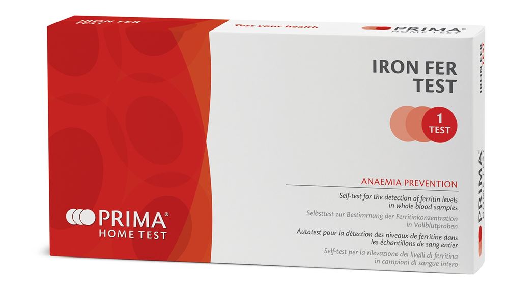 Prima Home Test Iron FER Test | Selbsttest | Bluttests | Ferritinkonzentration in Vollblut | Resultat nach 5 min