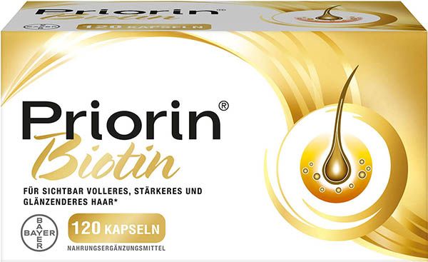 Priorin Biotin Kapseln 120 Stück | Nahrungsergänzung | Haarstärkung | Volleres Haar, kräftiges Haar & glänzendes Haar | Haarprobleme