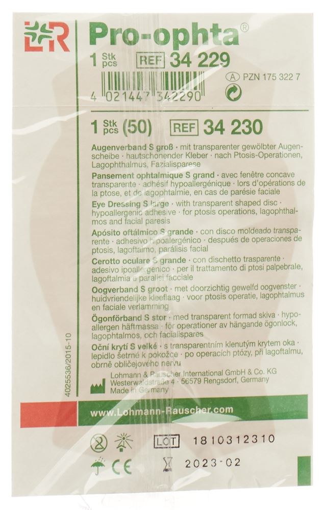 Pro-ophta compresse oculaire S grande transparente