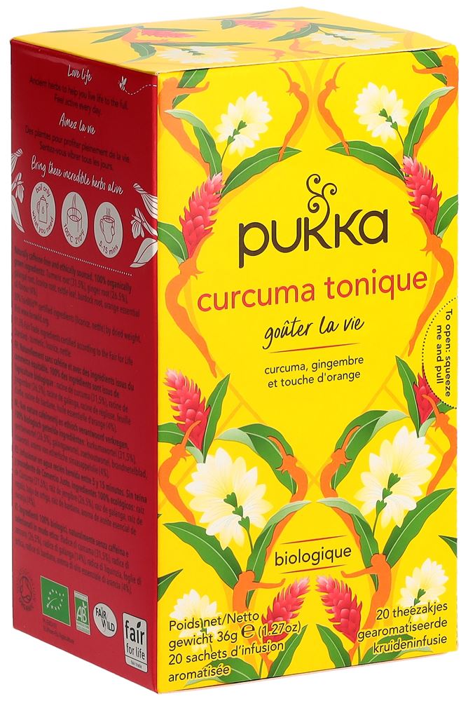 Pukka Curcuma Tonique thé bio français sach 20 pce