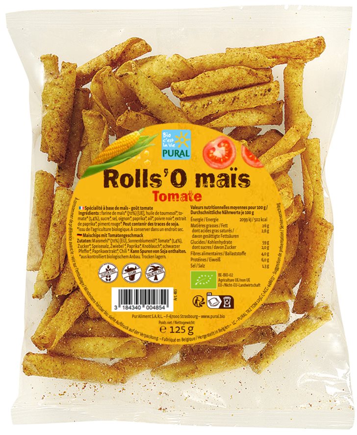 Pural Rolls chips de mais tomate sach 125 g