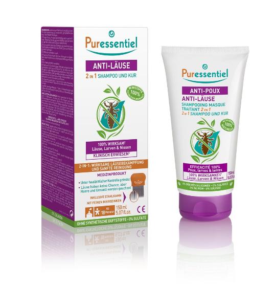 Puressentiel anti-pidocchi shampoo maschera trattante 2-in-1 +pettine tubo 150 ml