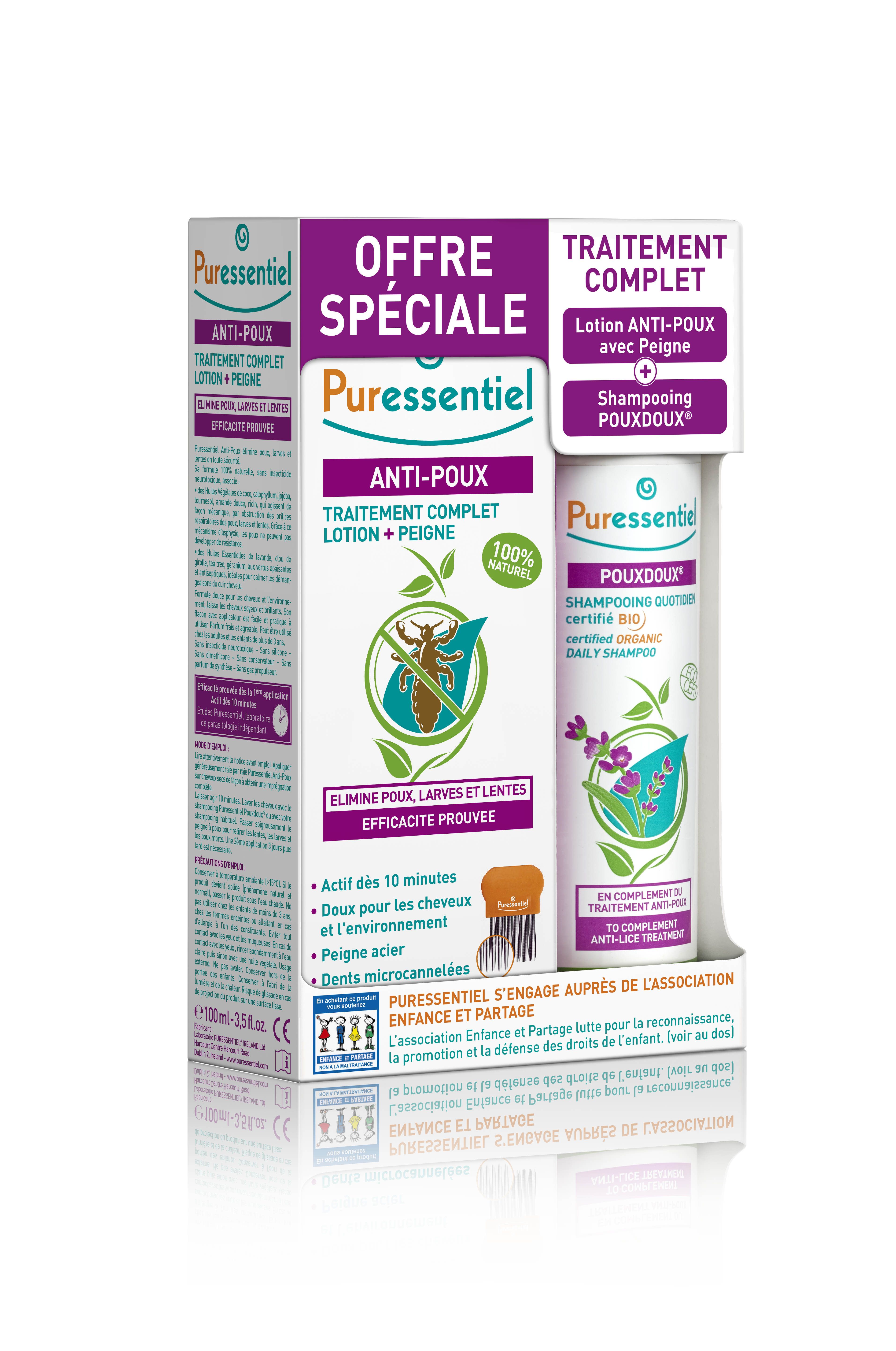 Puressentiel Box Anti-Läuse Lotion mit Kamm + Läuse Shampoo Pouxdoux Bio