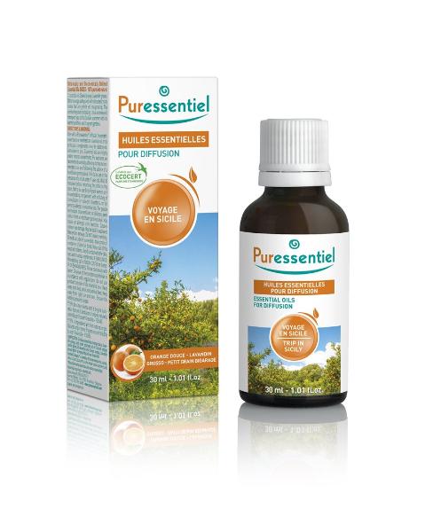 Puressentiel diffuse viaggio in Sicilia oli essenziali per diffusione flacone 30 ml