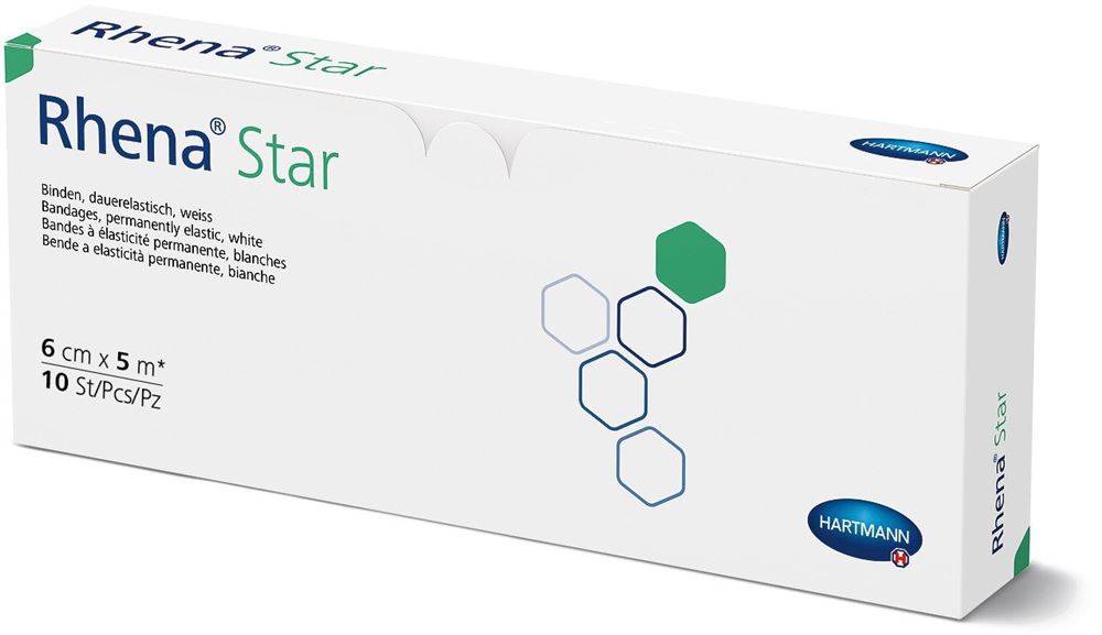 Rhena Star Elastische Binde 6cmx5m weiss offen 10 Stk