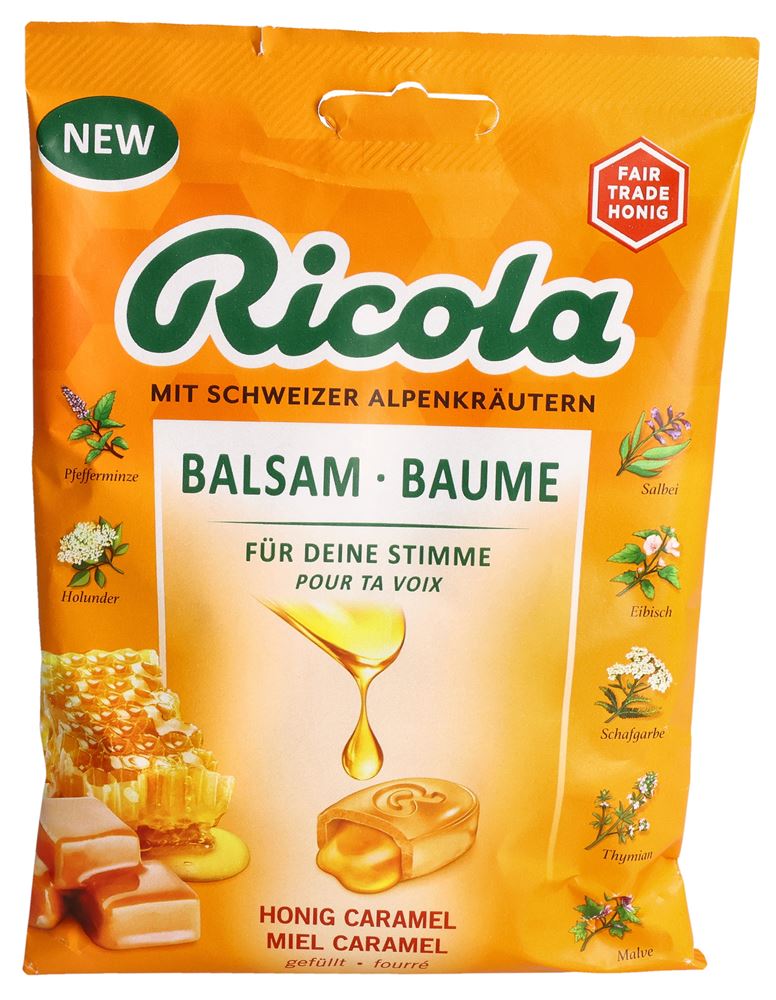 Image of Ricola Balsam gefüllt Honig Caramel mit Zucker Btl 68 g