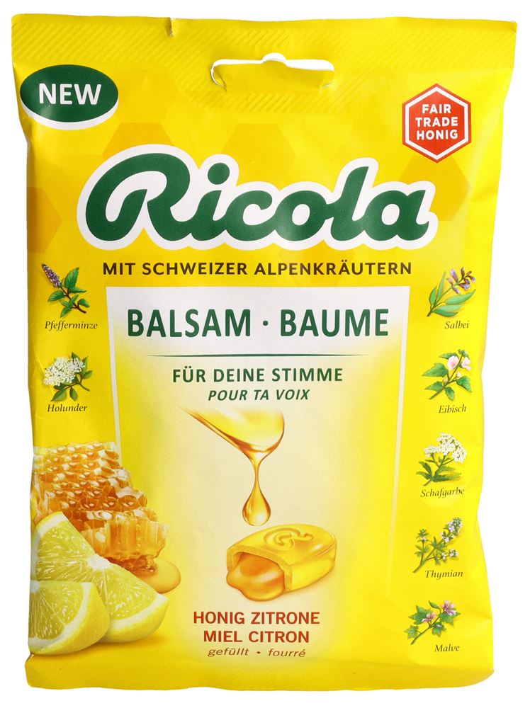 Ricola baume fourré miel citron avec sucre sach 68 g