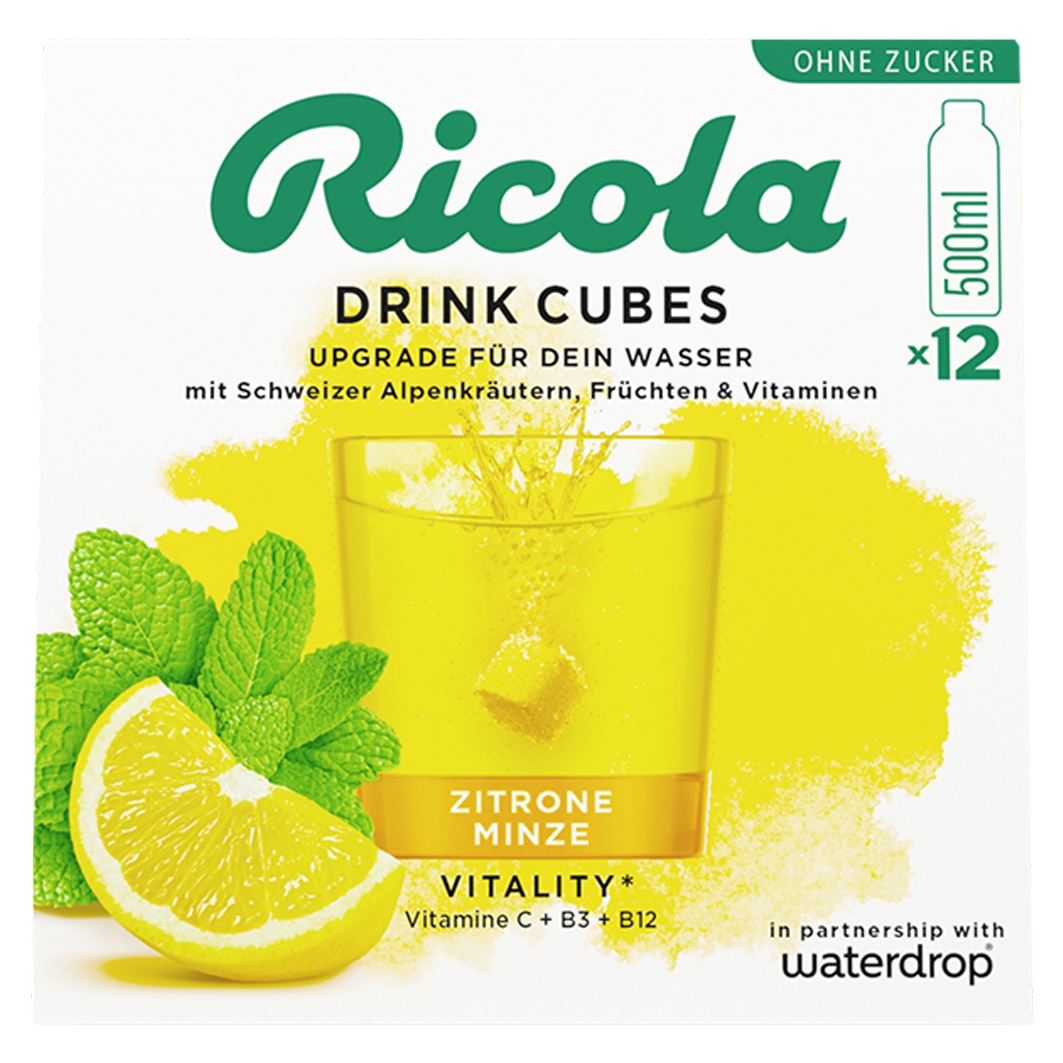 Ricola Drink Cubes Zitrone Minze ohne Zucker Box 26.4 g