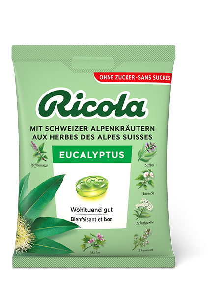 Ricola Kräuterbonbons Eucalyptus ohne Zucker mit Stevia Btl 125 g