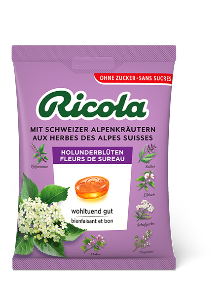 Image of Ricola Kräuterbonbons Holunderblüten ohne Zucker mit Stevia Btl 125 g
