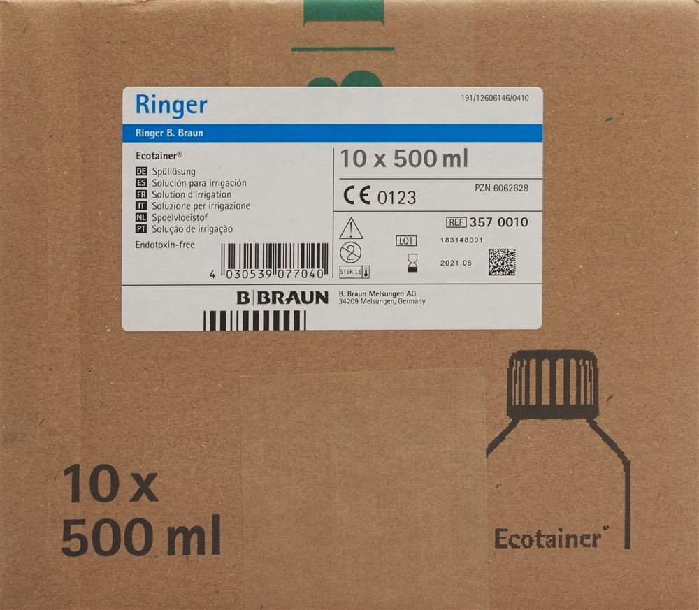 Ringer B. Braun sol risciacquo 500ml Ecotainer 10 pezzi