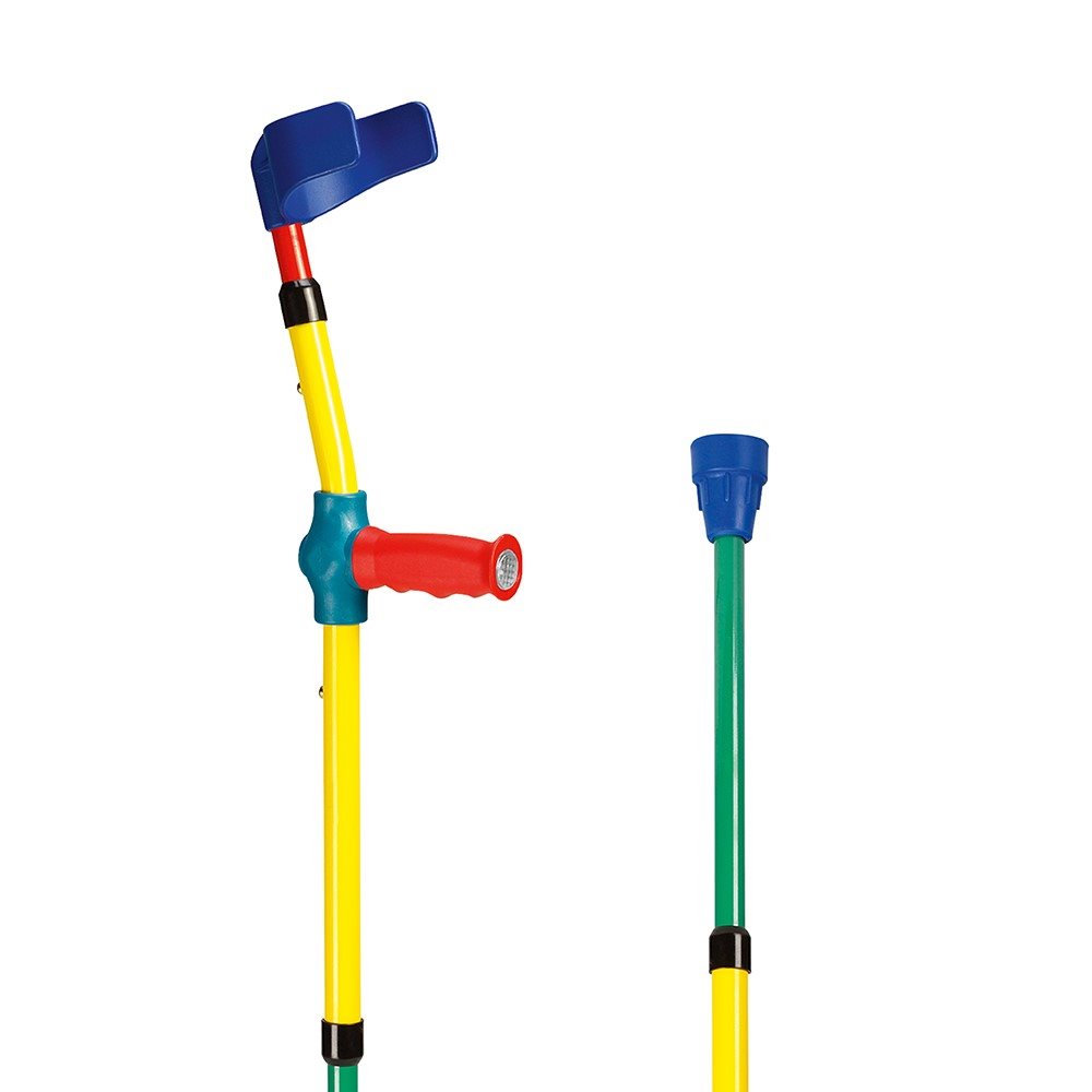 Image of Sahag Krücken Kinder Ergo Softgriff 57-75cm bunt -100kg Druckknopf 2 Reflektoren 1 Paar