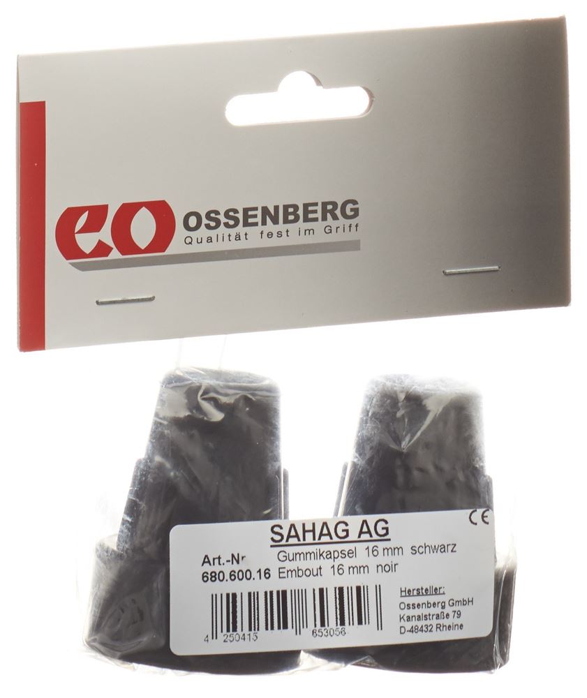 Sahag embouts pour béquilles 16mm noir 1 paire