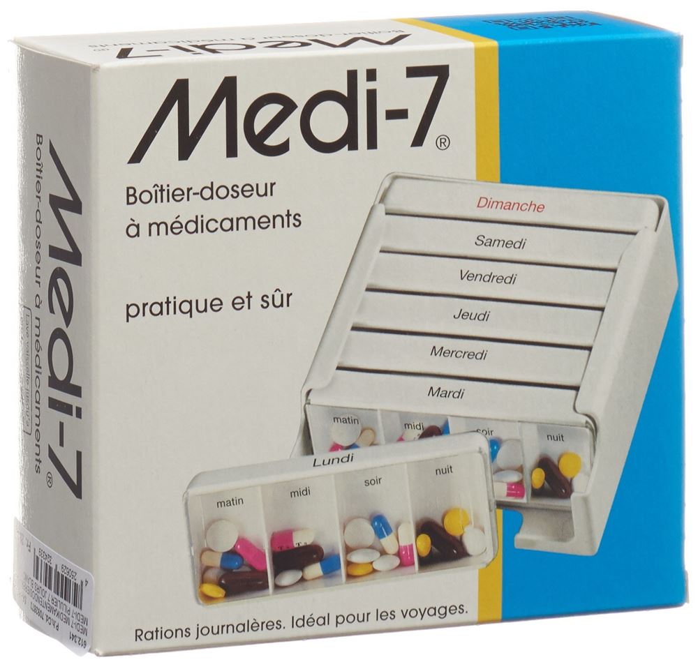 Sahag Medi-7 portapillole 7 giorni 4 scomparti al giorno bianco francese