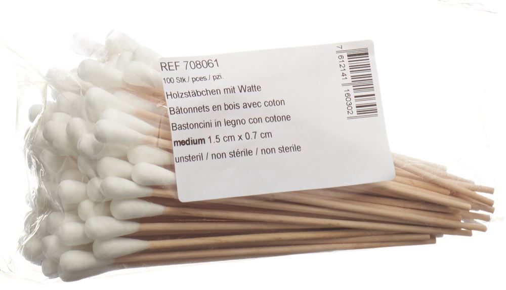 Salzmann Wattestäb Holz 150mm M Btl 100 Stk