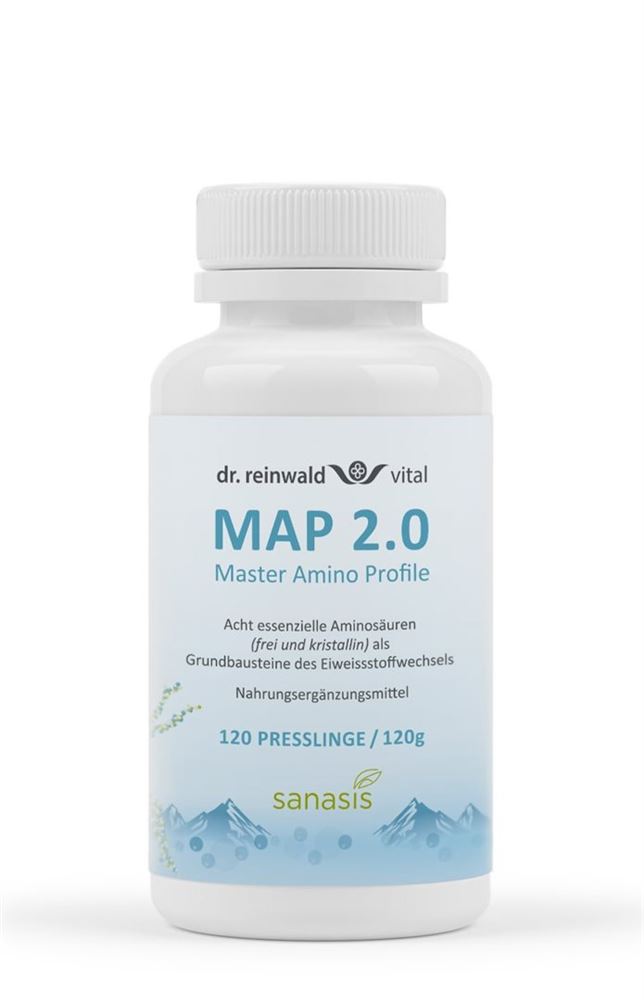 Sanasis MAP 2.0 Master Amino Tabl Pattern 120 Stück | Nahrungsergänzungsmittel | Essenzielle Aminosäuren | Eiweissstoffwechsel