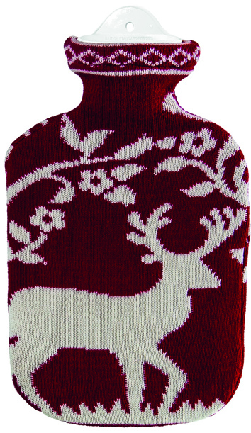 Image of Sänger Wärmflasche 2l Strickbezug rot Hirsch