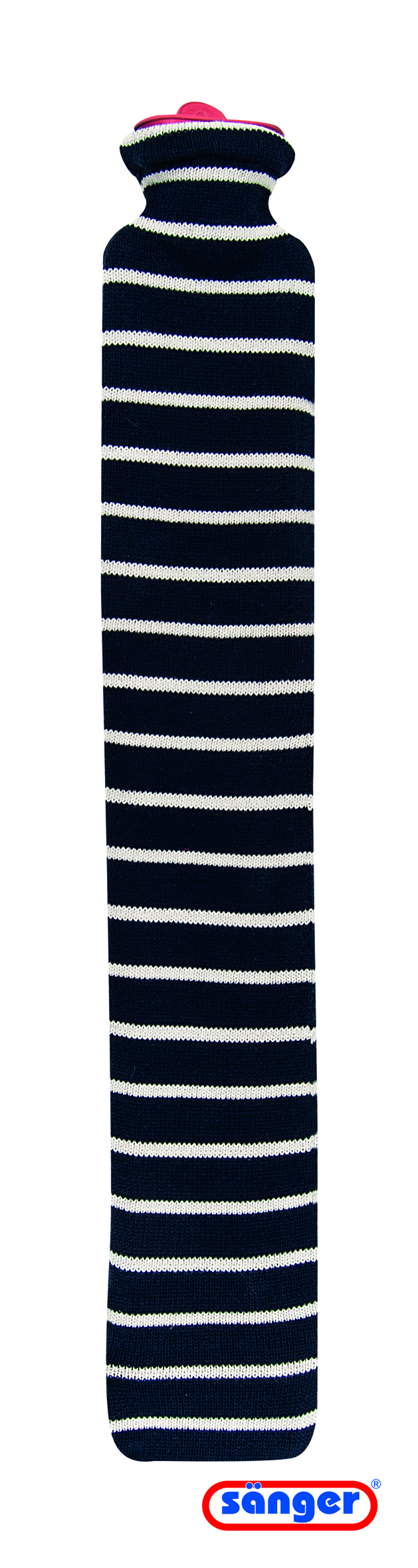 Image of Sänger Wärmflasche aus Naturkautschuk Longi 2.5l mit Strickbezug aus Baumwolle Marine