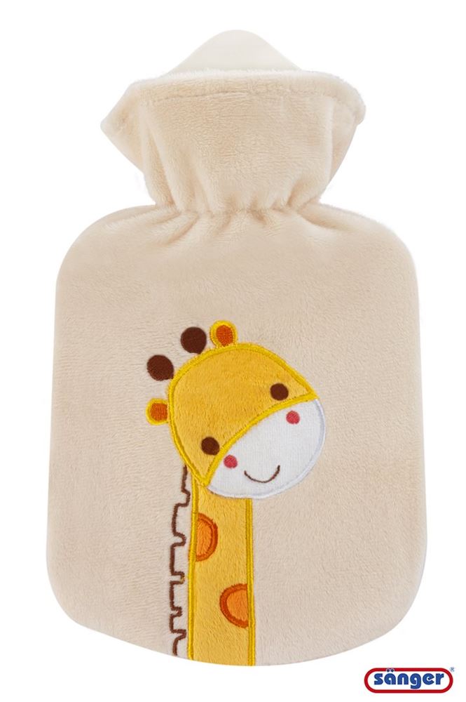 Sänger borsa dell’acqua calda 0,8l in gomma naturale con fodera in velluto giraffa