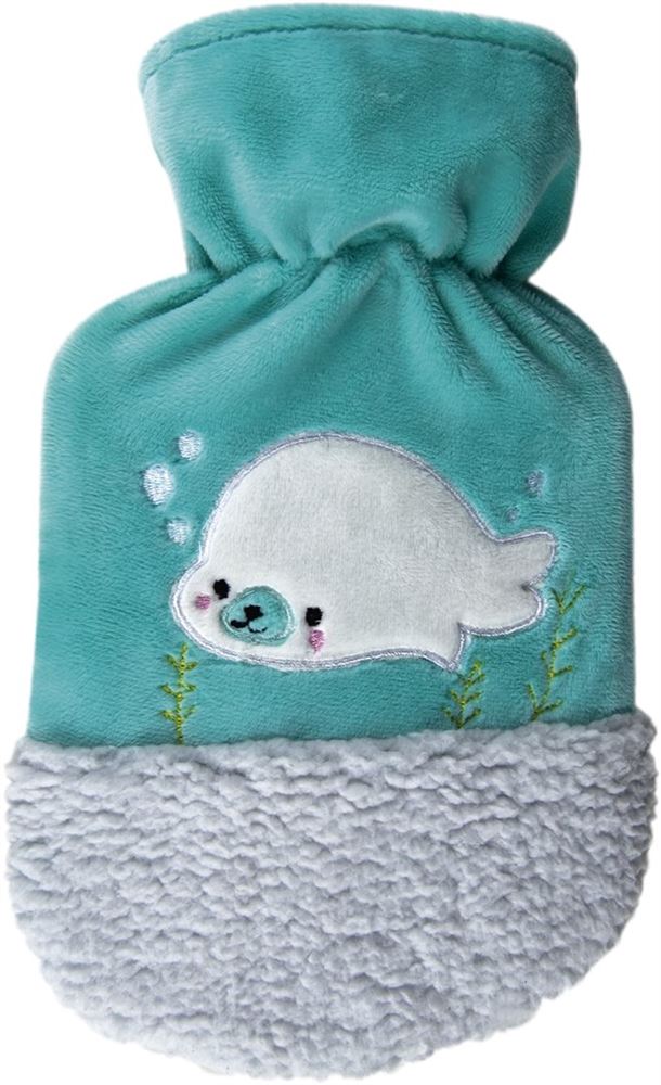 Sänger borsa dell’acqua calda in gomma naturale con fodera in velluto 0.8l foca
