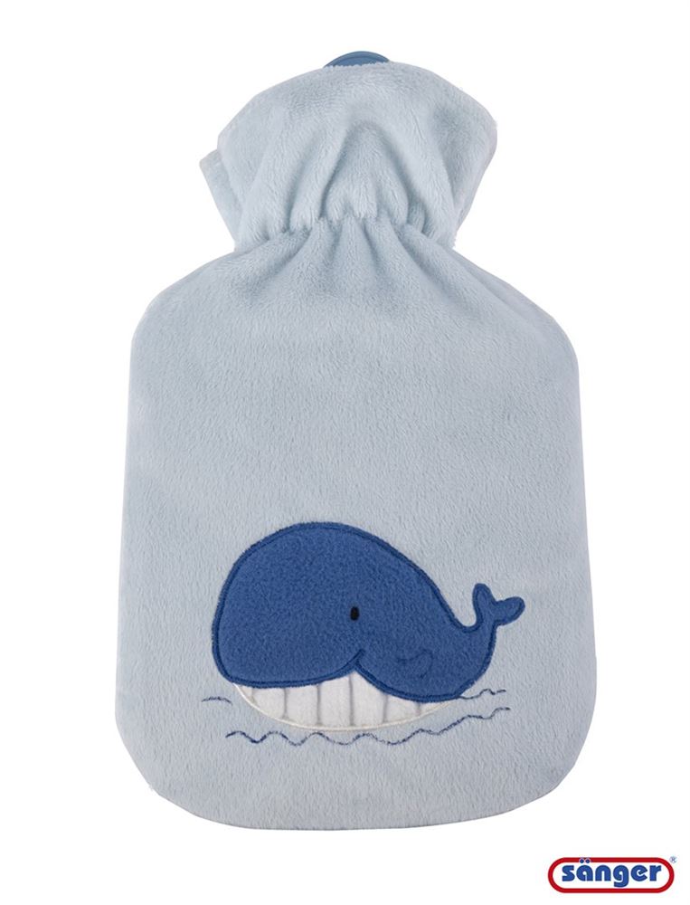 Sänger borsa acqua calda in gomma naturale con fodera in velluto 0.8l balena Wanda sacchetto
