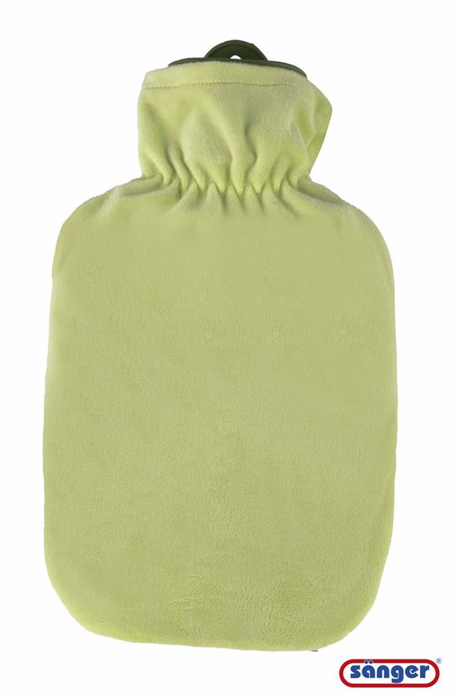 Sänger borsa acqua calda fodera in peluche 2 l verde pastello