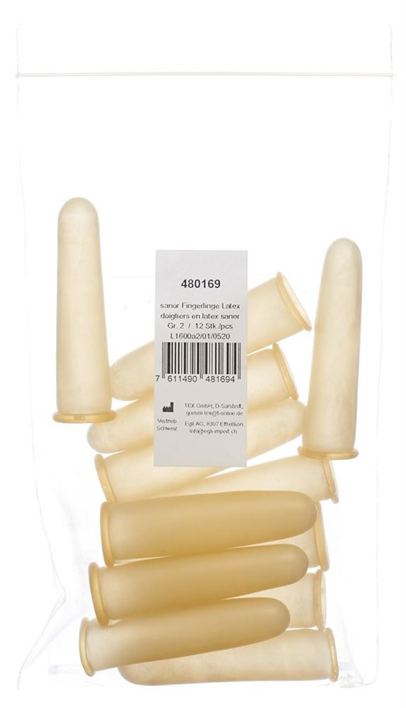 Image of Sanor Fingerling Latex Gr2 gepudert leicht Btl 12 Stk