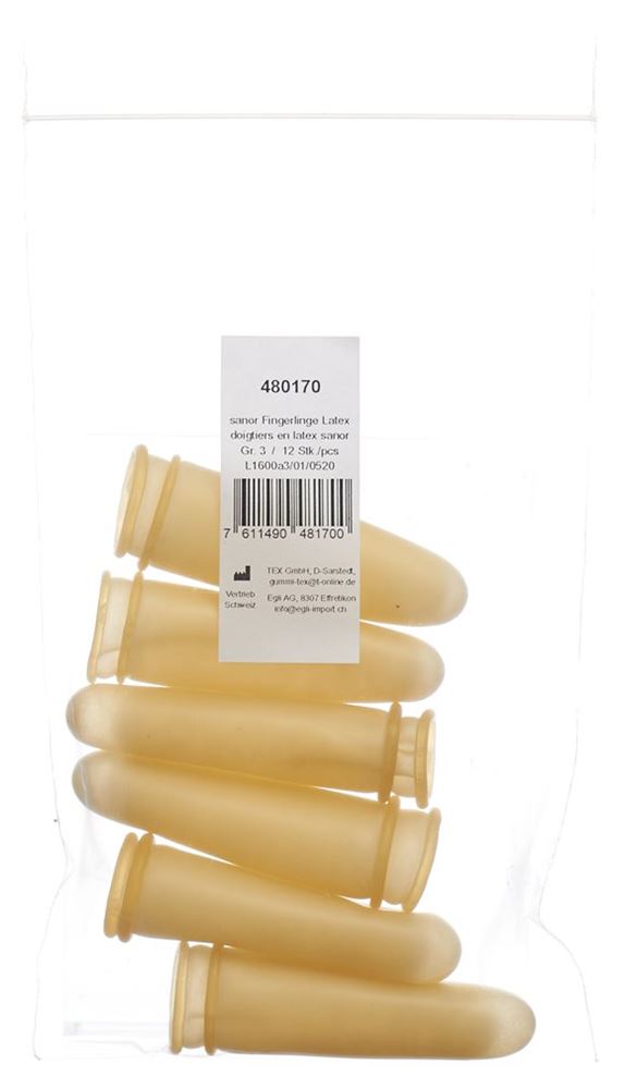 Image of Sanor Fingerling Latex Gr3 gepudert leicht Btl 12 Stk