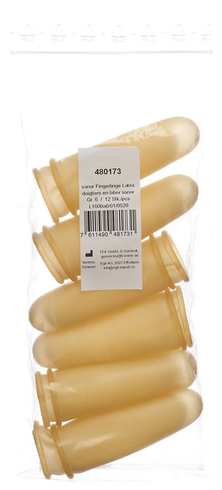Image of Sanor Fingerling Latex Gr6 gepudert leicht Btl 12 Stk