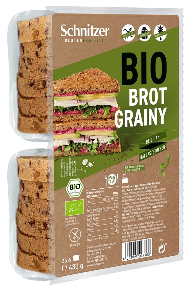 Image of Schnitzer Bio Bread"n Toast Grainy 4 Btl 430 g'