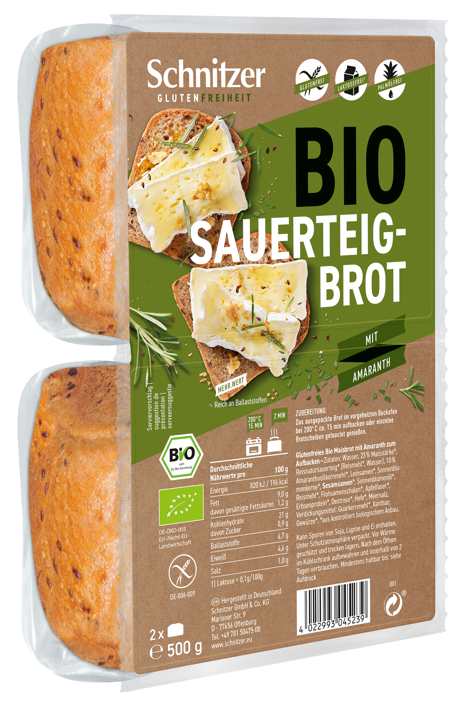 Image of Schnitzer Bio Sauerteigbrot Amaranth 500 g
